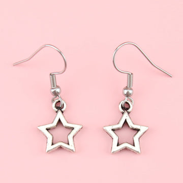 Cut out star charms on stainless steel earwires