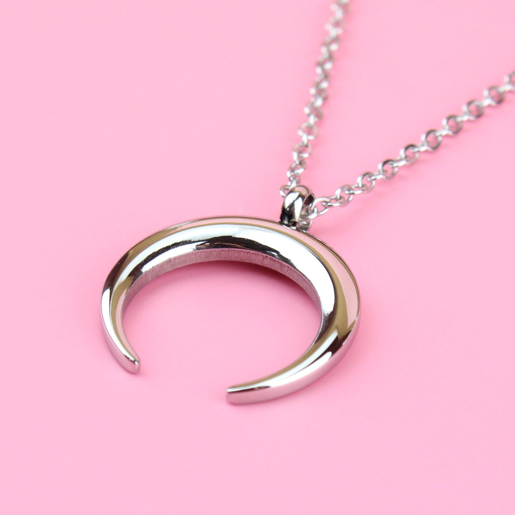 Titanium necklace with a Crescent Moon charm