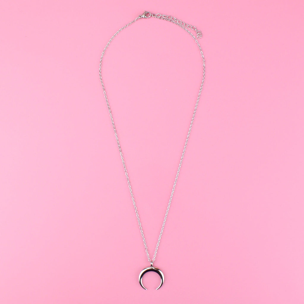 Titanium necklace with a Crescent Moon charm