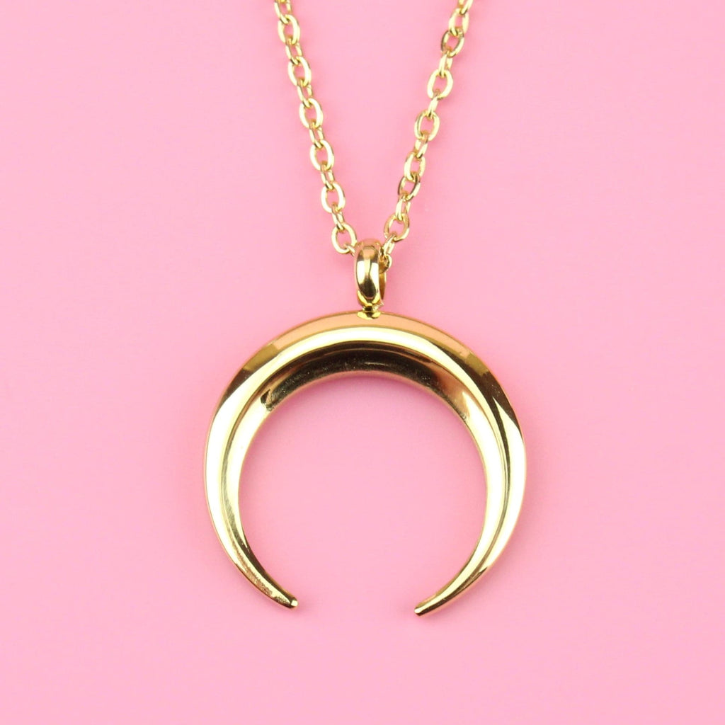 Gold Plated Titanium Necklace with Crescent Moon pendant