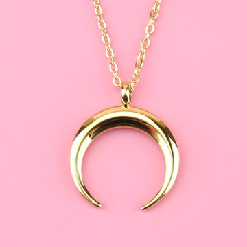 Gold Plated Titanium Necklace with Crescent Moon pendant