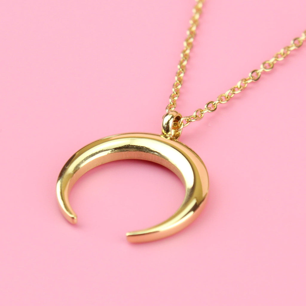 Gold Plated Titanium Necklace with Crescent Moon pendant