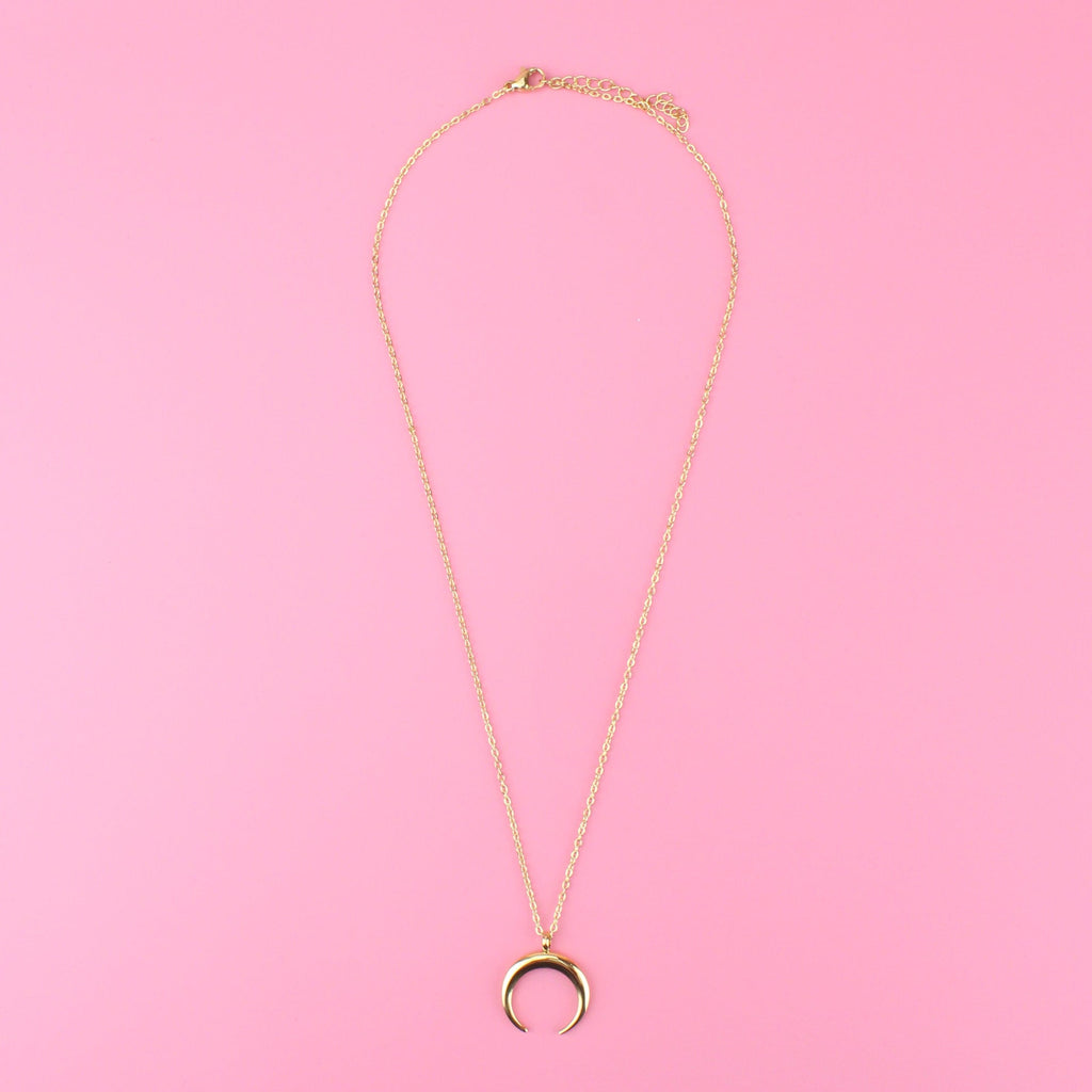 Gold Plated Titanium Necklace with Crescent Moon pendant