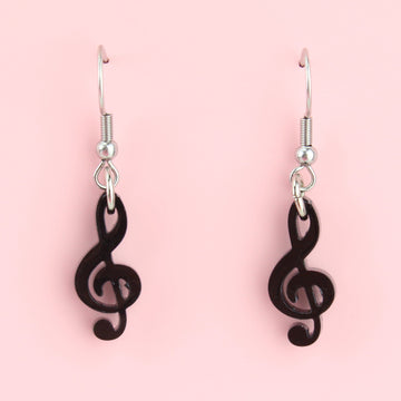 Treble Clef Earrings - Sour Cherry