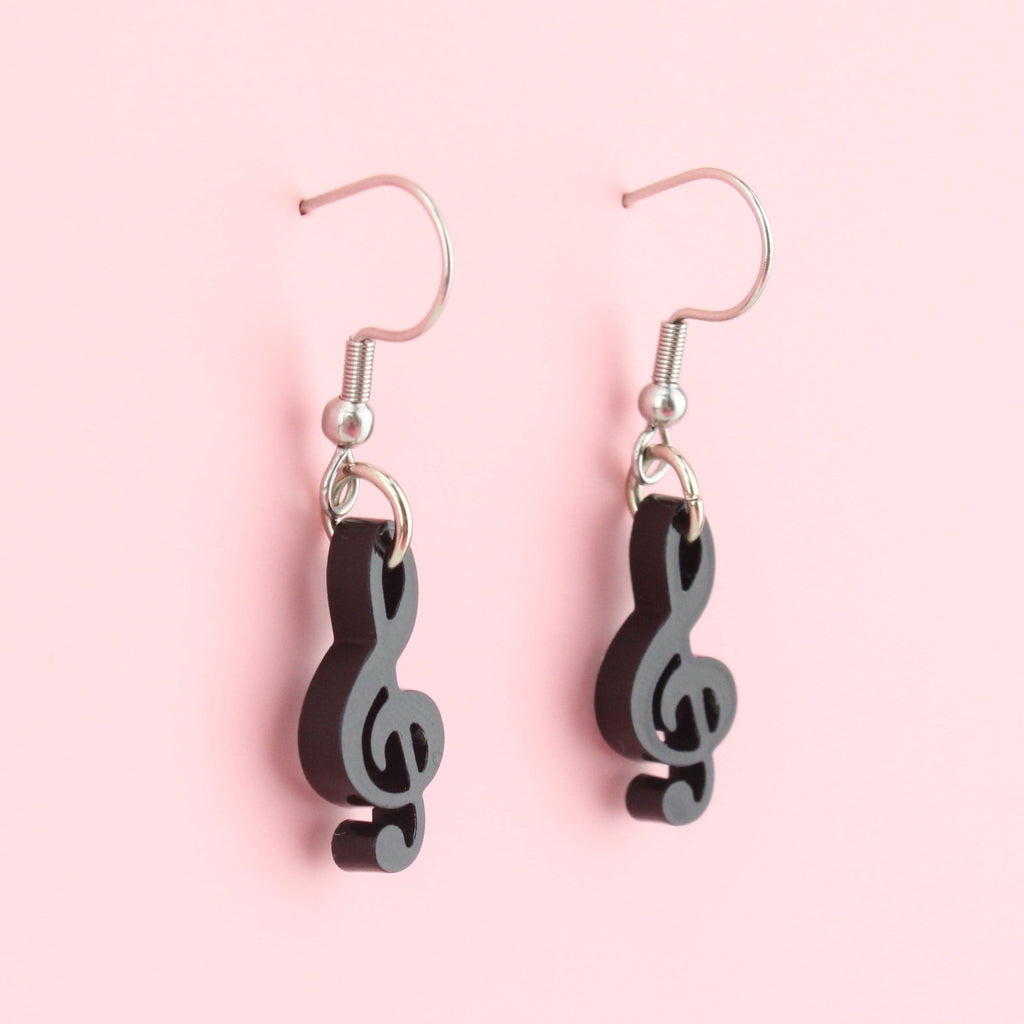 Treble Clef Earrings - Sour Cherry