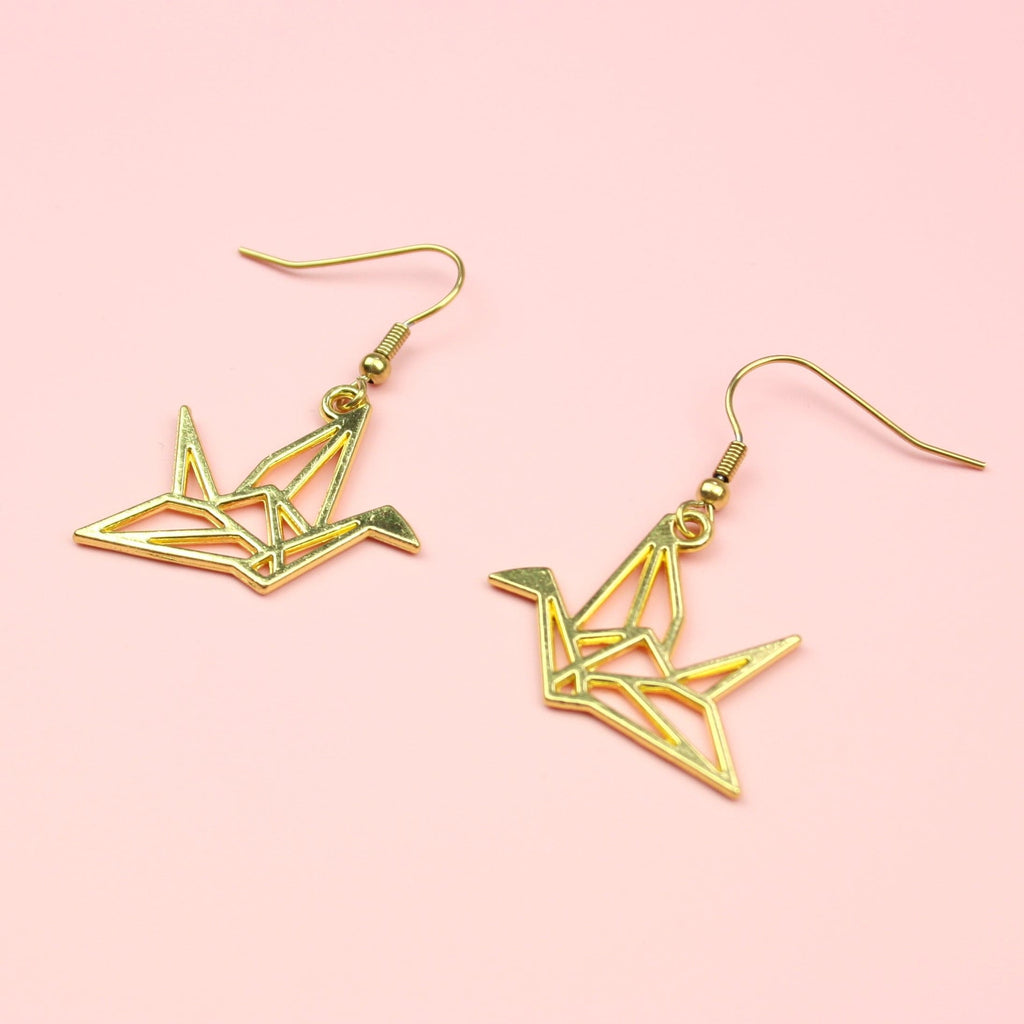 Crane Earrings (Gold Plated) - Sour Cherry