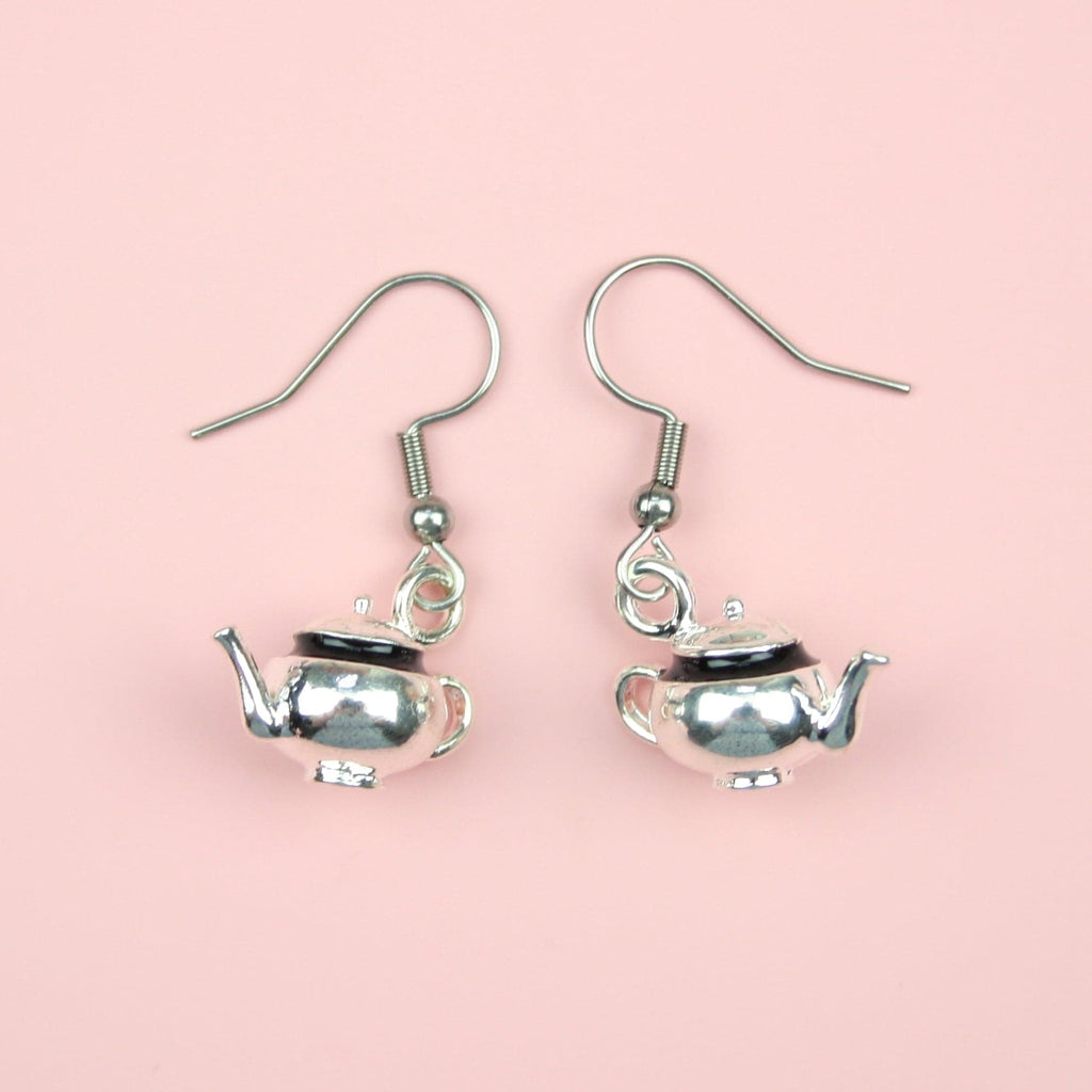 Teapot charms on stainless steel earwires