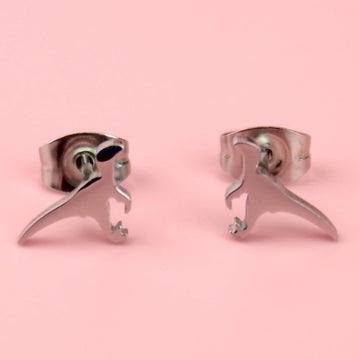 Mini Velociraptor Stud Earrings - Sour Cherry