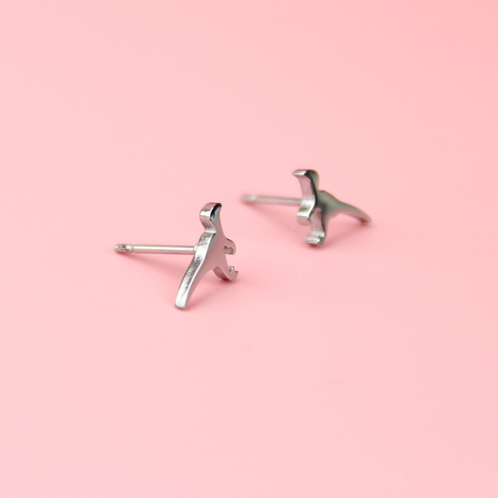 Mini Velociraptor Stud Earrings - Sour Cherry