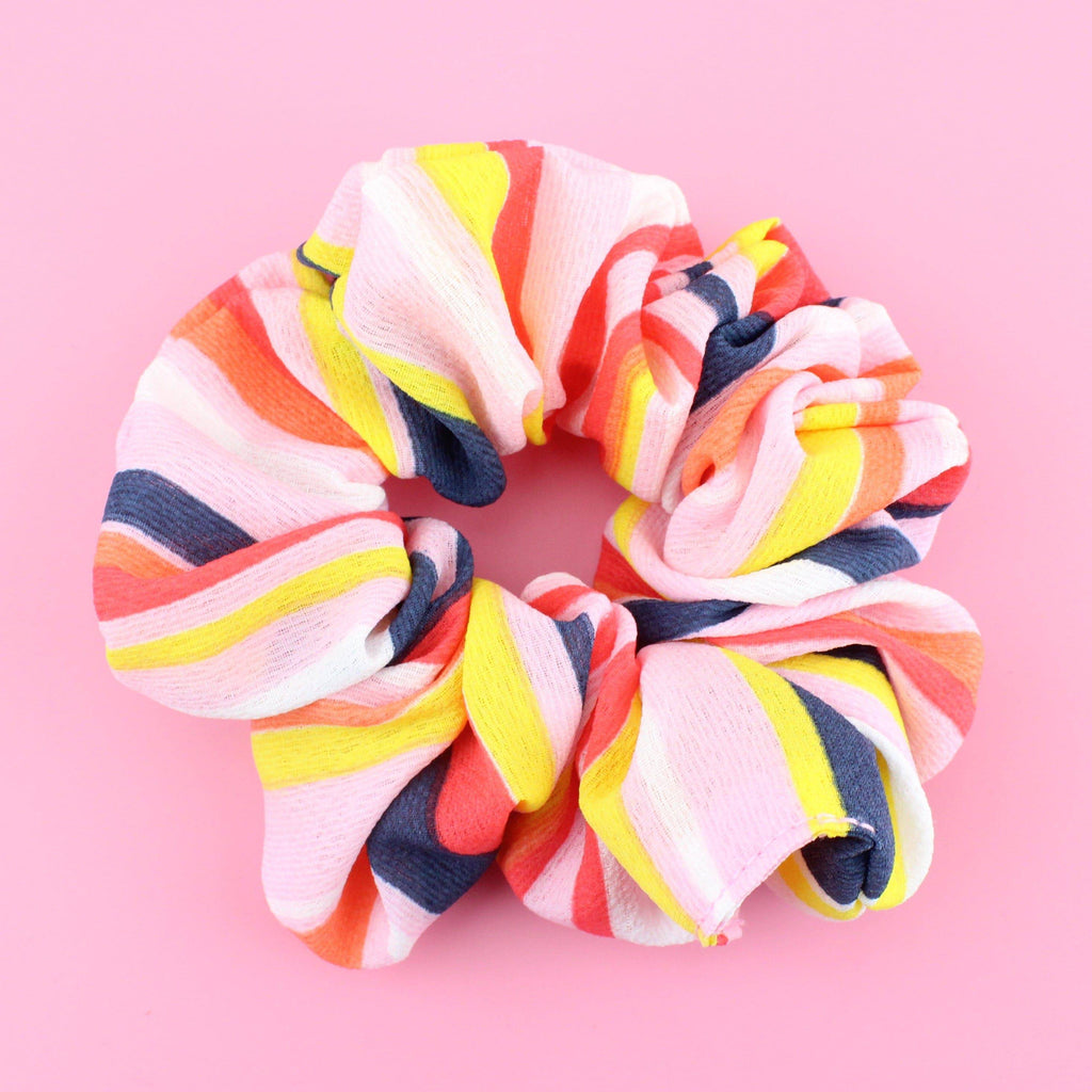 Bright Striped Scrunchie - Sour Cherry