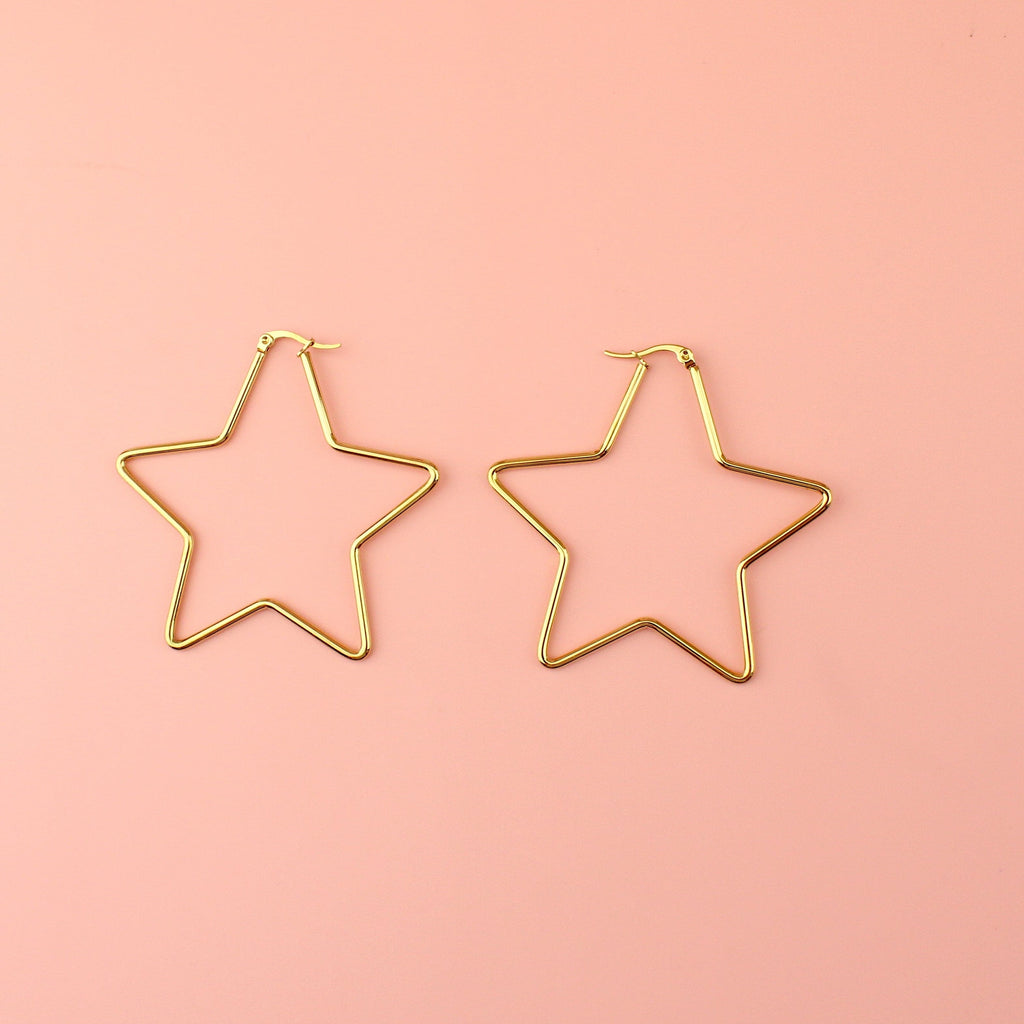 Large Super Star Hoop Earrings (Gold Plated) - Sour Cherry