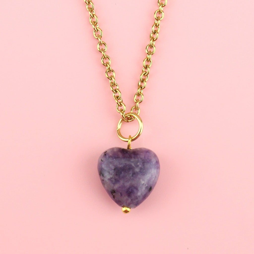 Lepidolite Heart Necklace - Sour Cherry