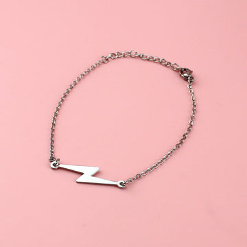 Stainless steel bracelet with lightning bolt charm