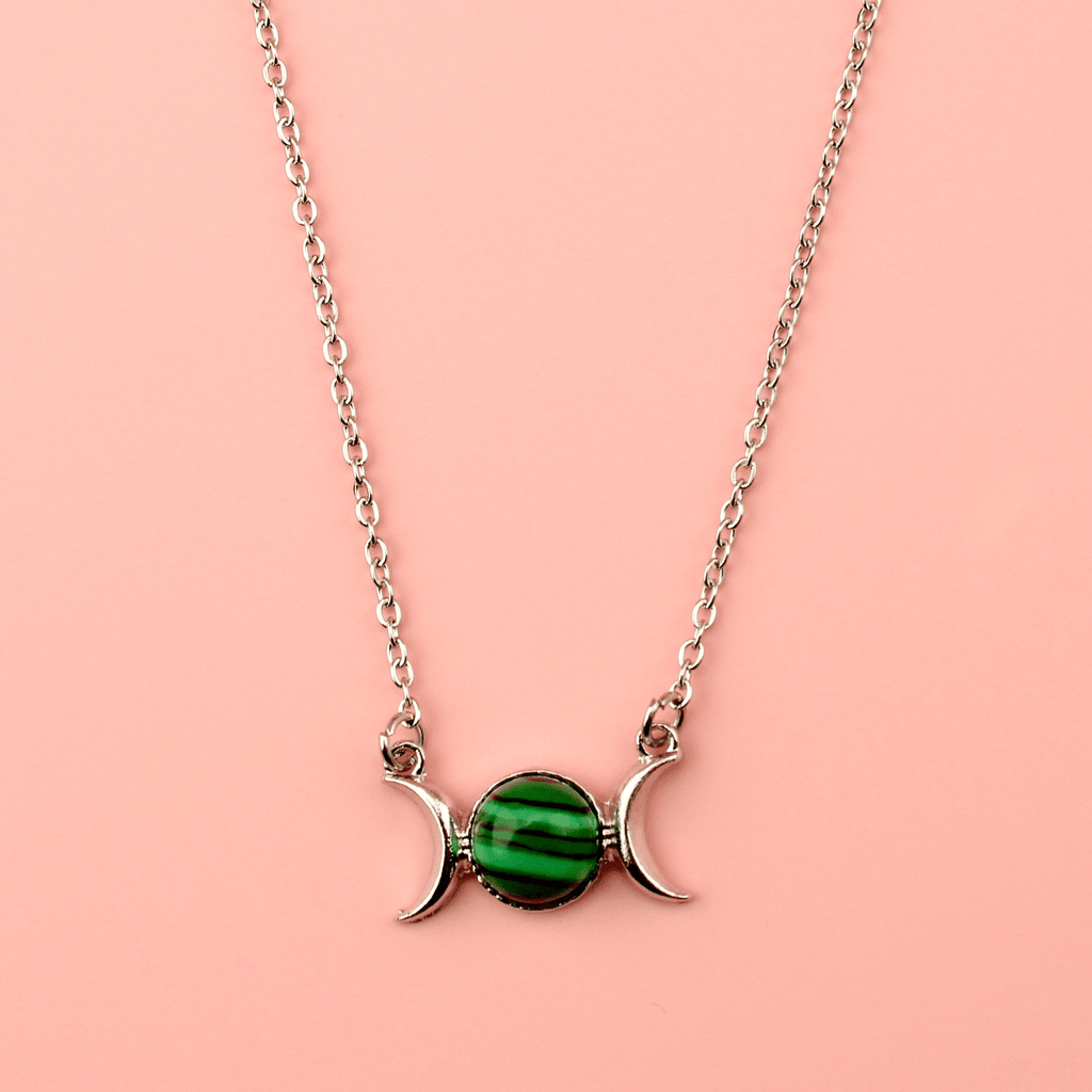 Malachite Moon Necklace - Sour Cherry
