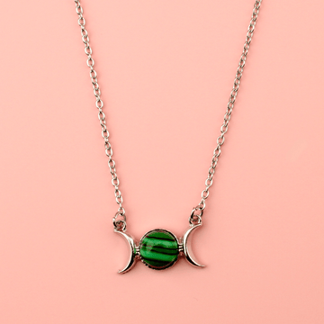 Malachite Moon Necklace - Sour Cherry