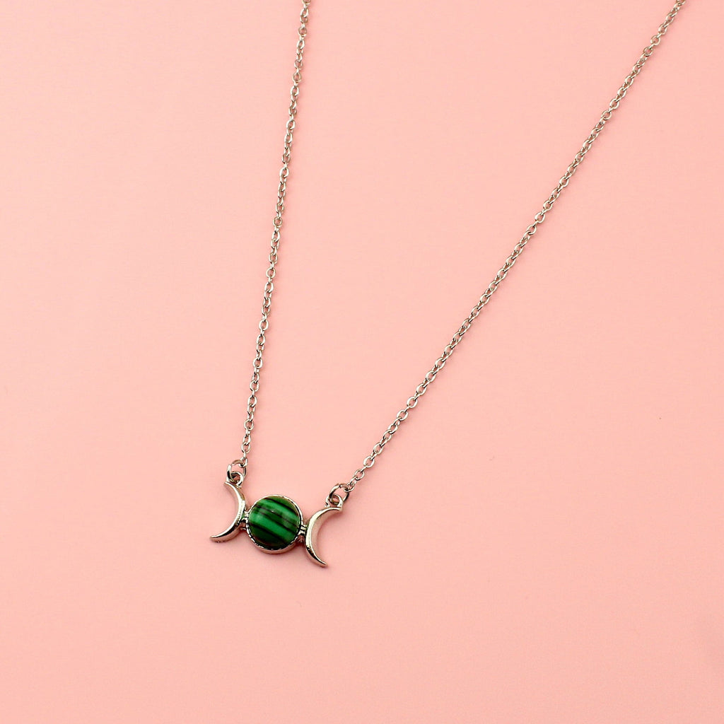 Malachite Moon Necklace - Sour Cherry