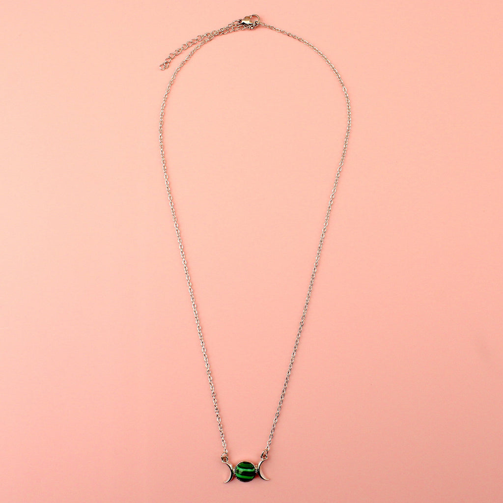 Malachite Moon Necklace - Sour Cherry