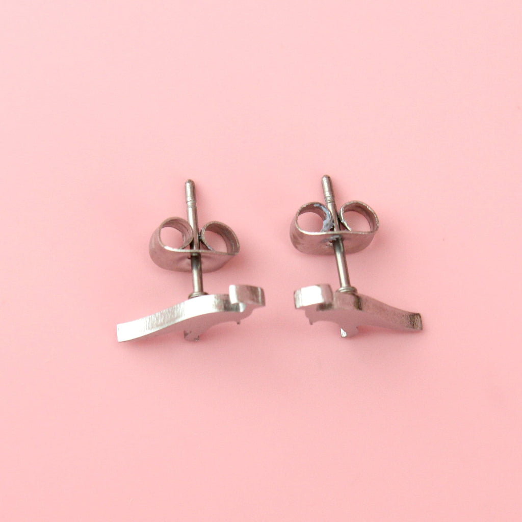 Parasaurolophus shaped stainless steel stud earrings with backs