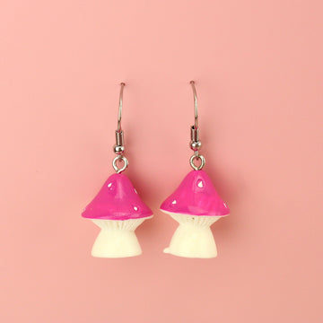Pink Toadstool Earrings - Sour Cherry