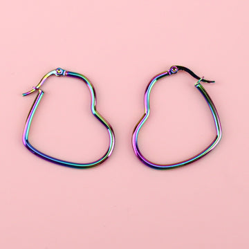 Rainbow Heart Hoop Earrings - Sour Cherry