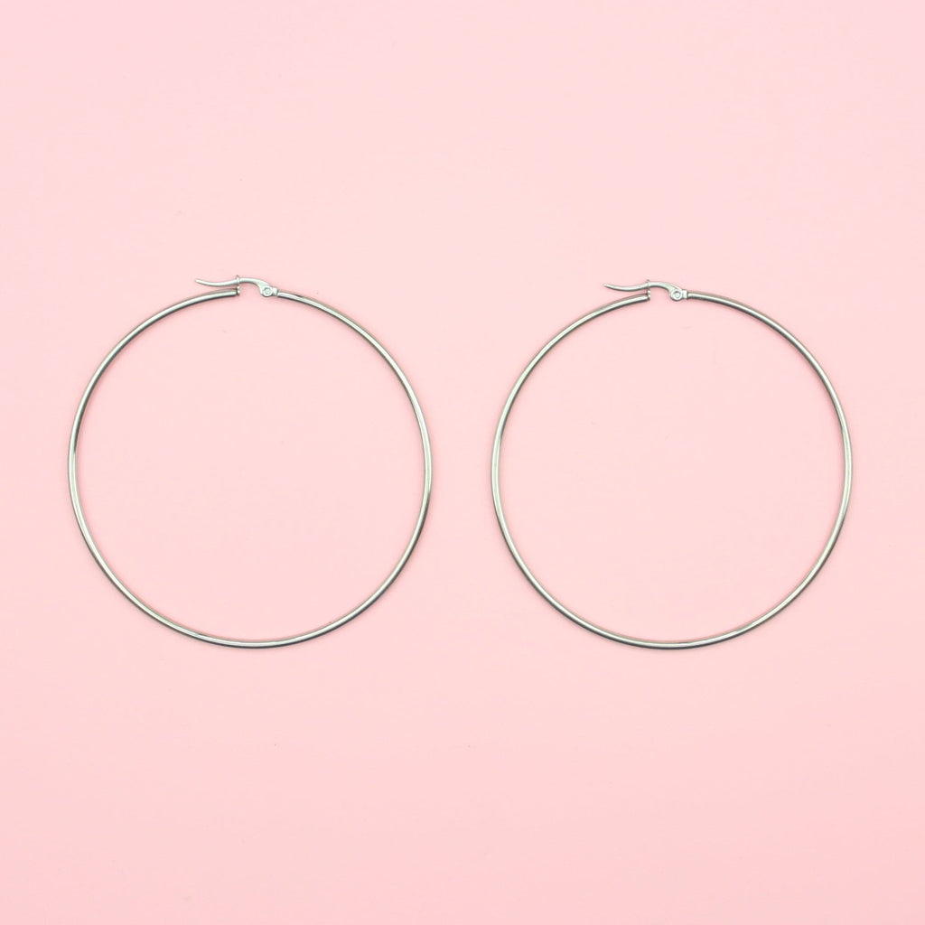 74mm Stainless Steel Hoop Earrings - Sour Cherry
