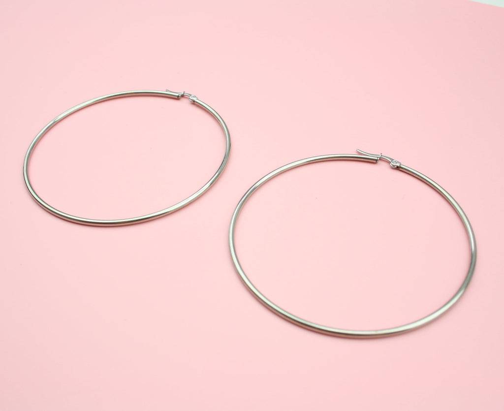 74mm Stainless Steel Hoop Earrings - Sour Cherry