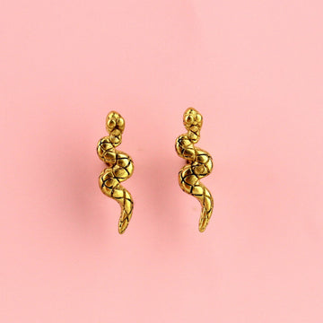 Gold plated stainless steel snake earrings