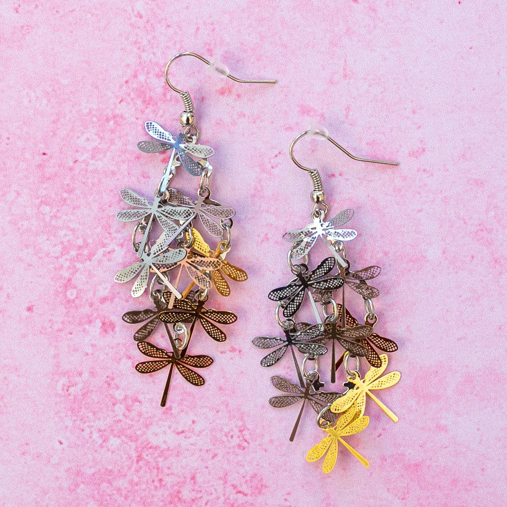 Multicolour Dragonfly Earrings - Sour Cherry