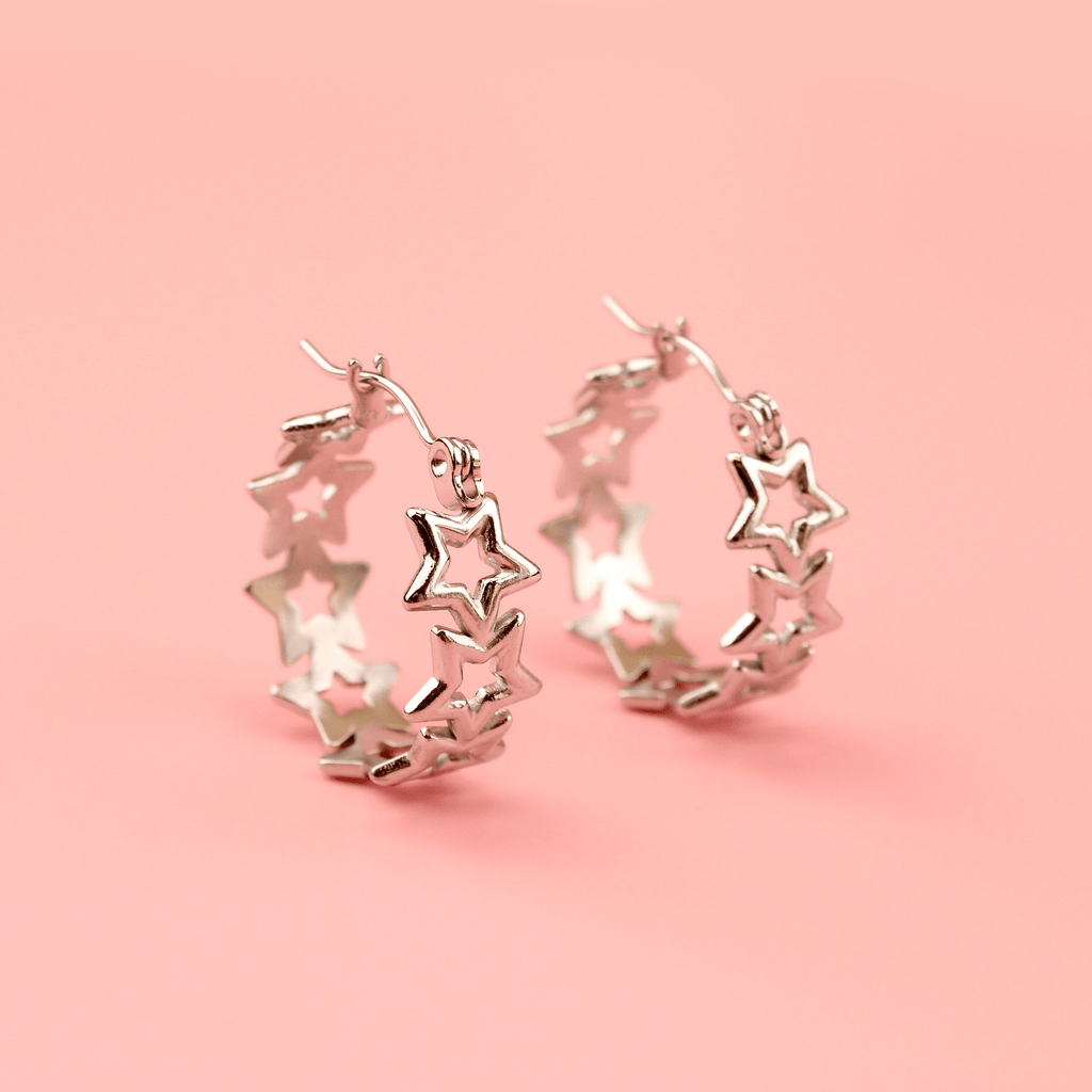 Stainless steel hoops made up of cut out stars