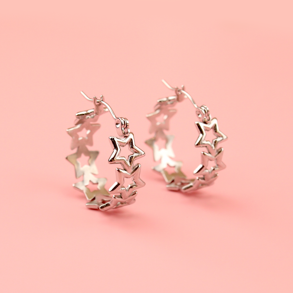 Stainless steel hoops made up of cut out stars