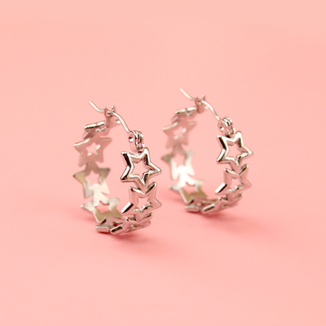 Stainless steel hoops made up of cut out stars