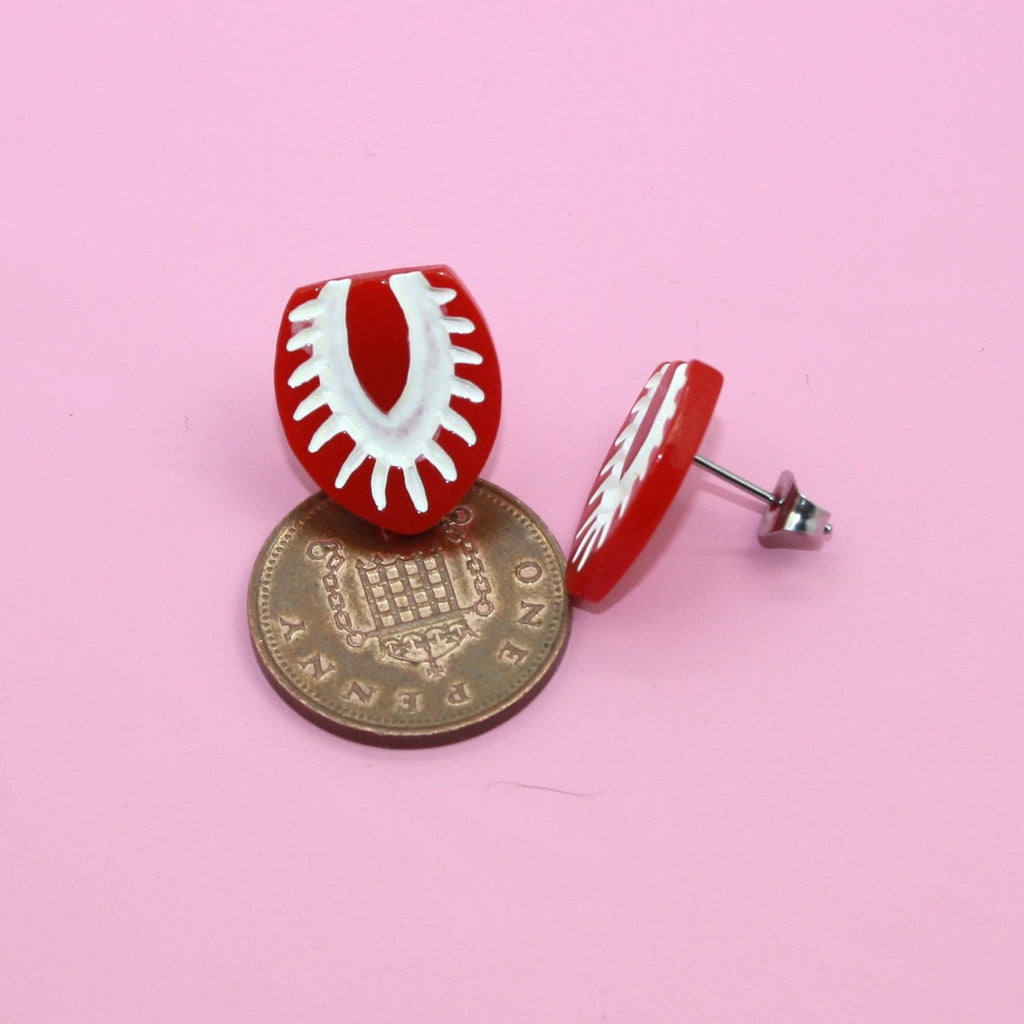 Sliced Strawberry Stud Earrings - Sour Cherry