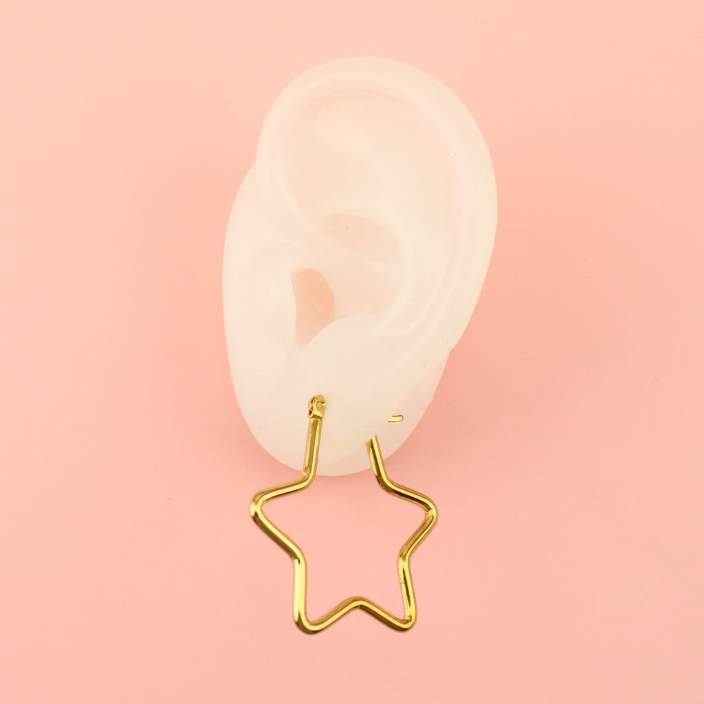 Medium Super Star Hoop Earrings (Gold Plated) - Sour Cherry