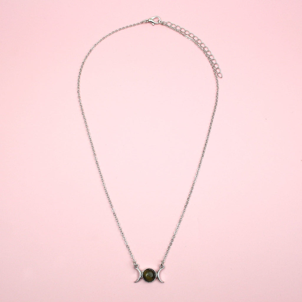Tigers Eye Moon Necklace - Sour Cherry