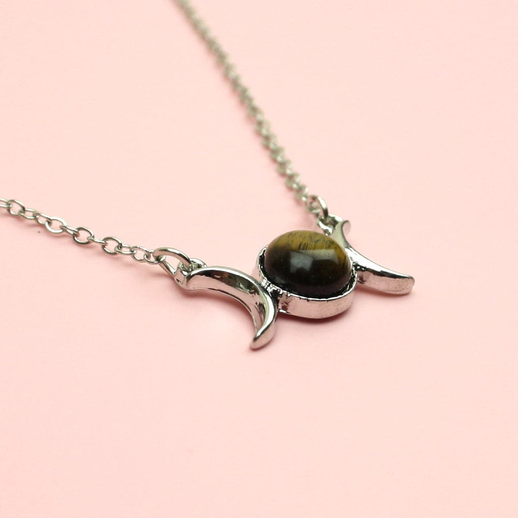 Tigers Eye Moon Necklace - Sour Cherry