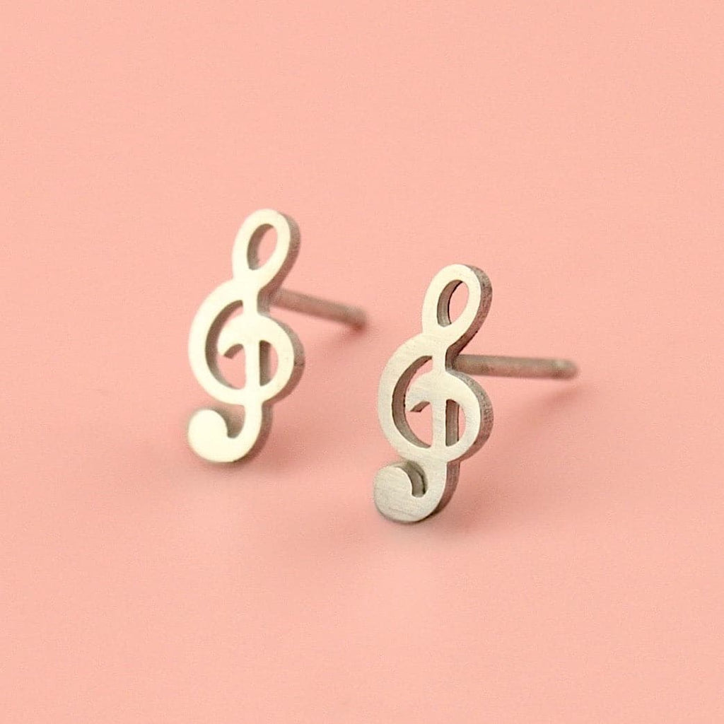 Treble Clef Stud Earrings - Sour Cherry