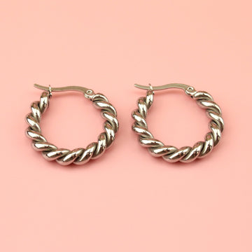 Twist and Shout Hoop Earrings - Sour Cherry