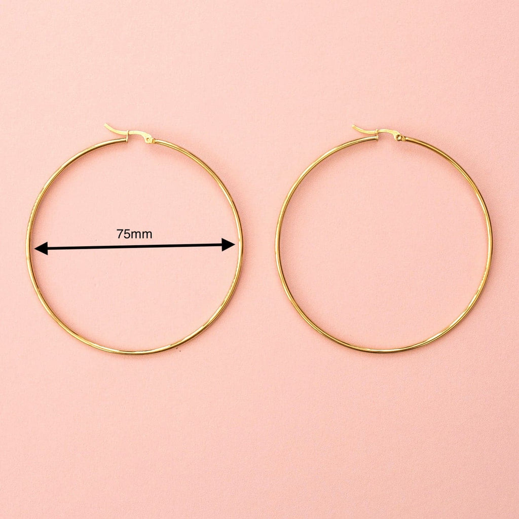 The Bigger The Hoop Earrings (75mm Gold Plated) - Sour Cherry