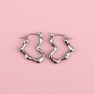 Heart-shaped Stainless Steel Hoop Earrings 