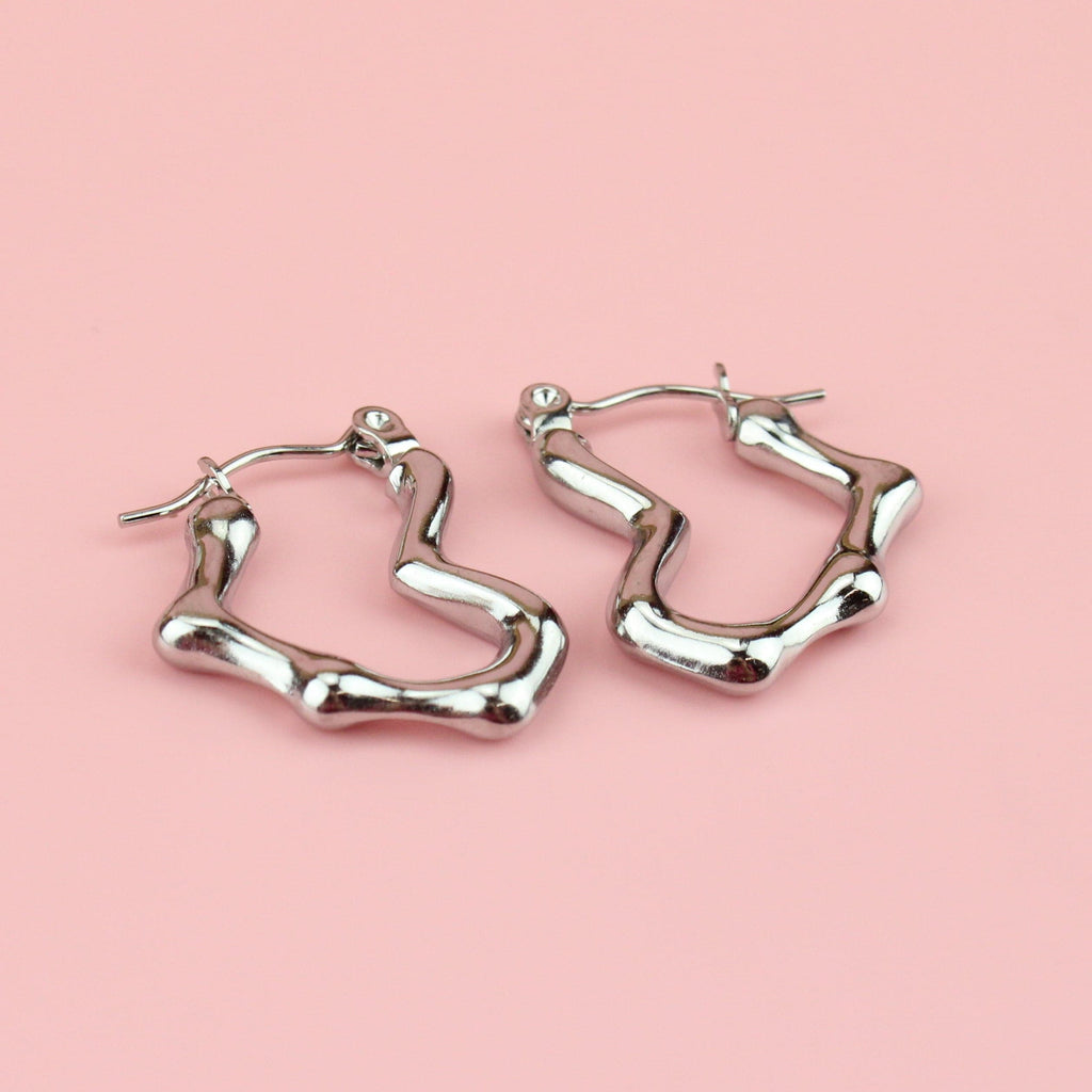 Heart-shaped Stainless Steel Hoop Earrings 