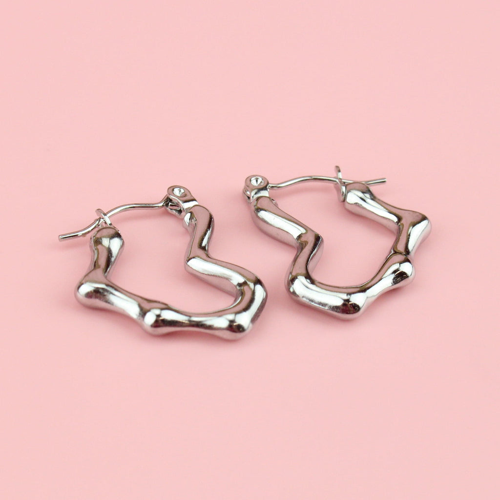 Heart-shaped Stainless Steel Hoop Earrings 