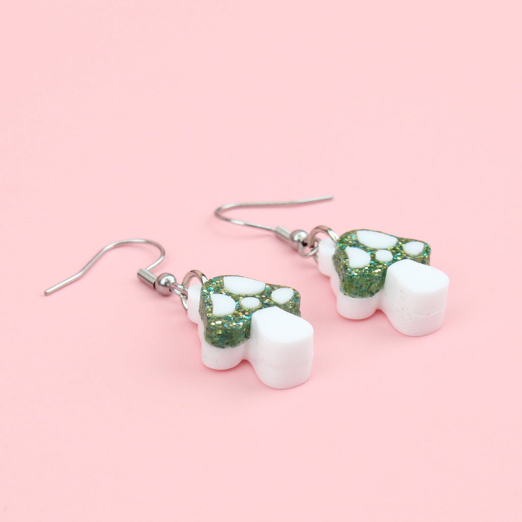 Green Mini Magic Mushroom Earrings - Sour Cherry