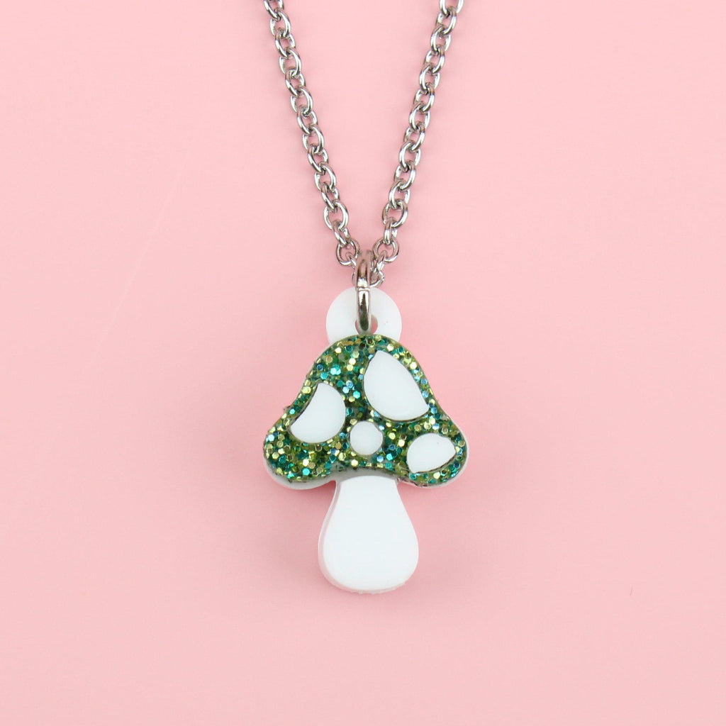 Green Mini Magic Mushroom Necklace - Sour Cherry