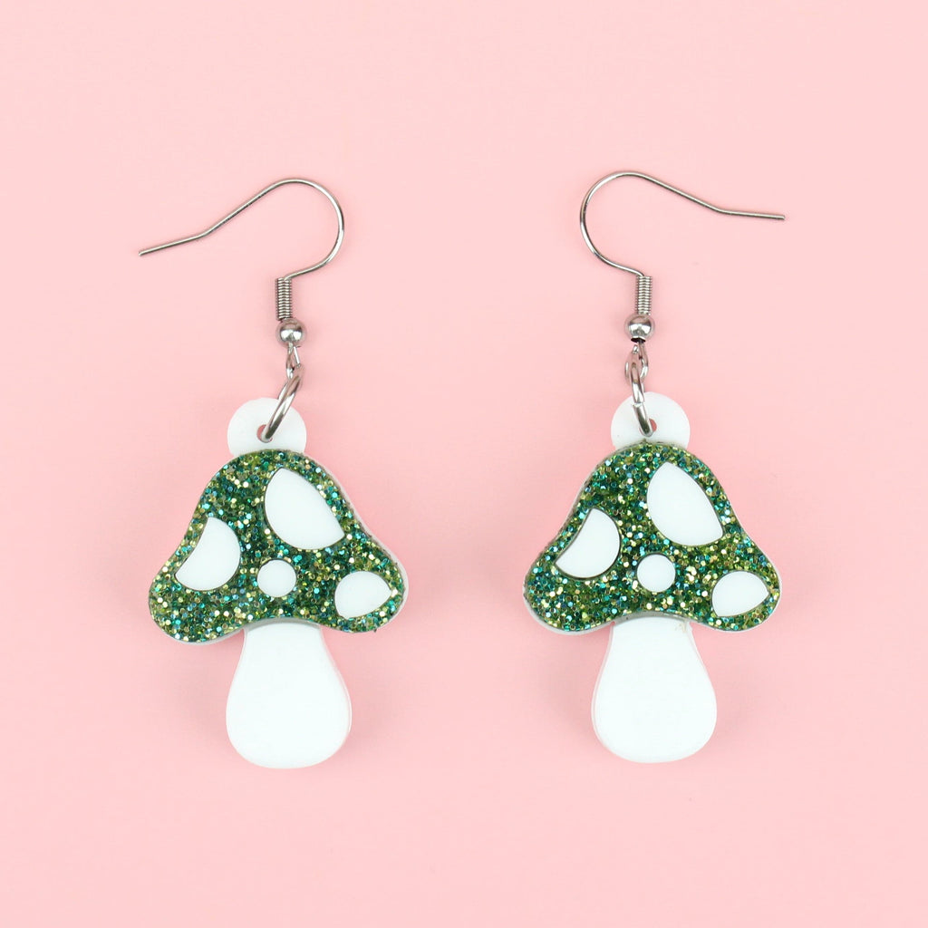Green Magic Mushroom Earrings - Sour Cherry