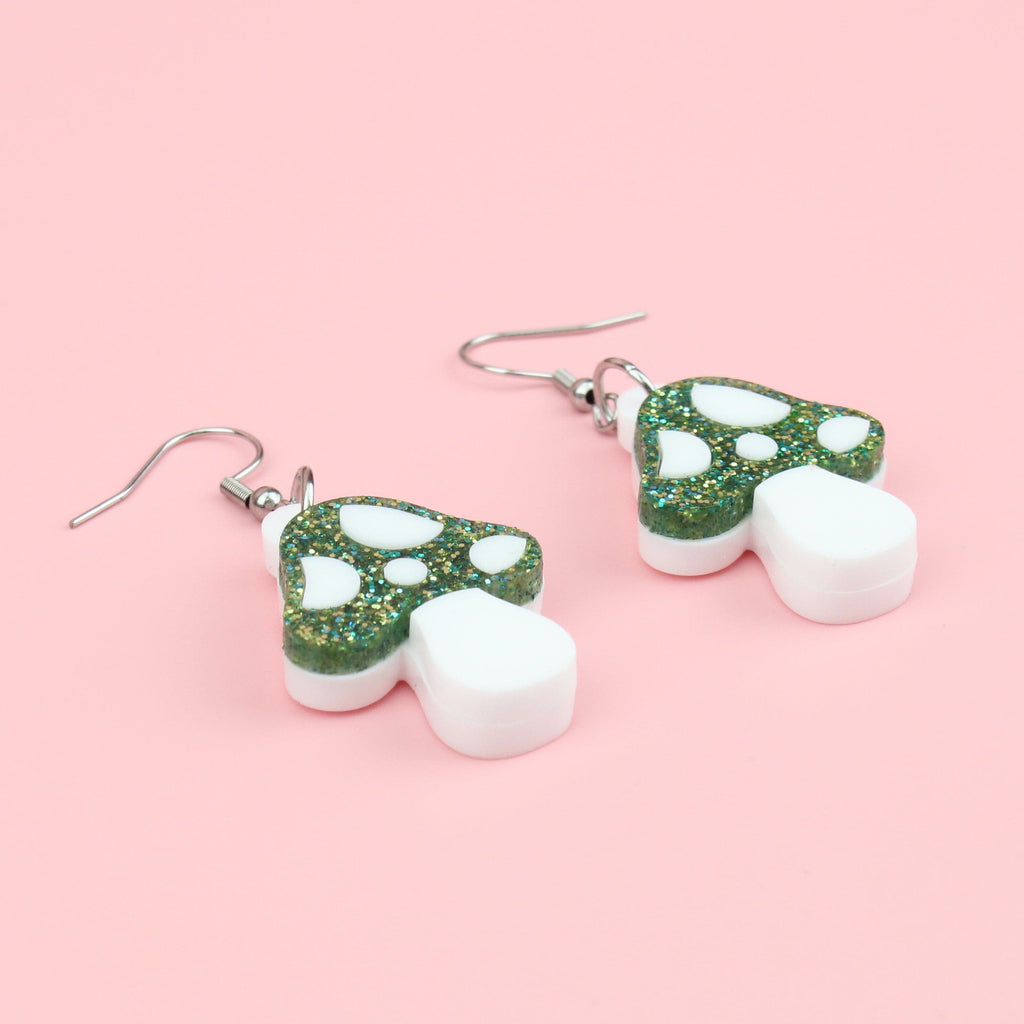 Green Magic Mushroom Earrings - Sour Cherry
