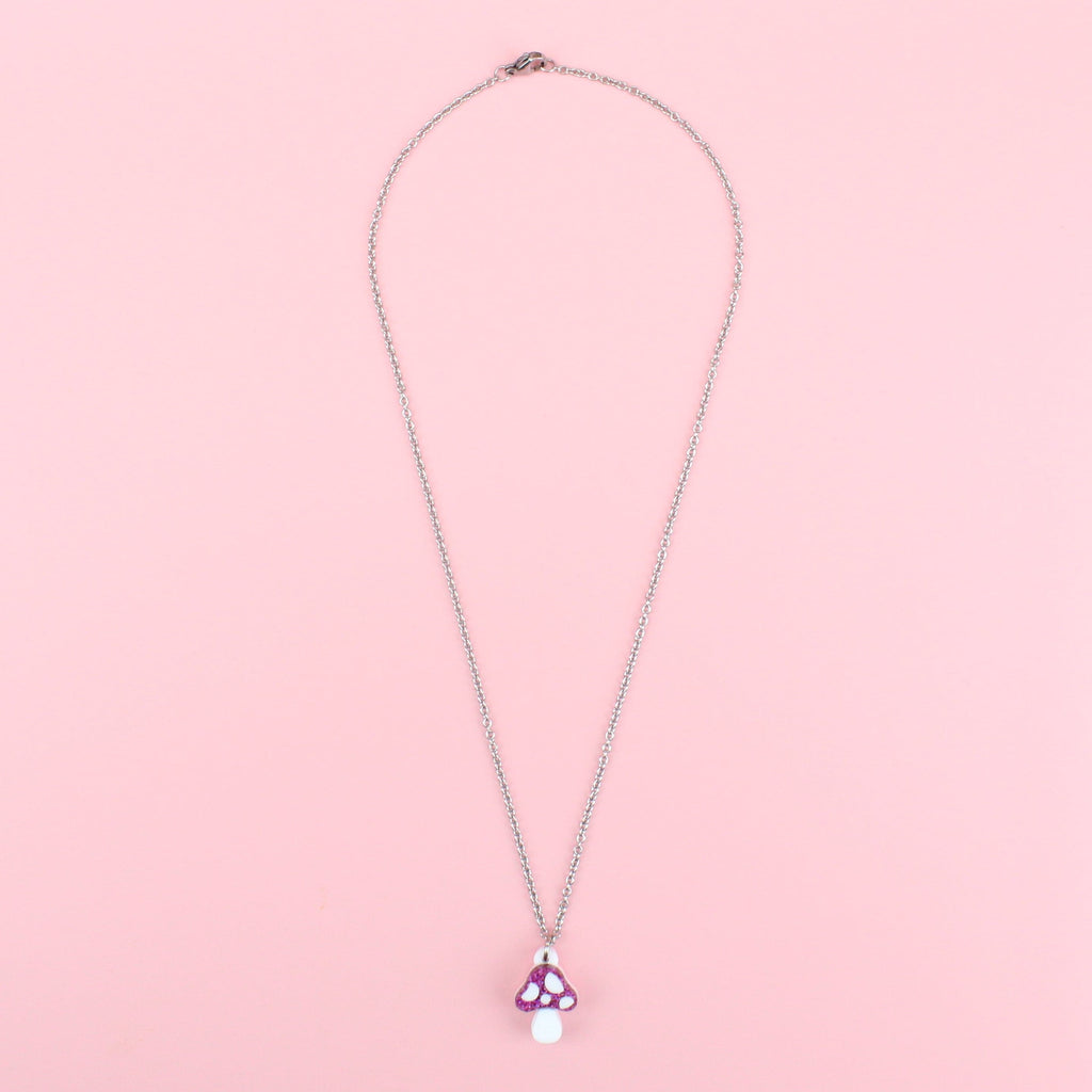 Pink Mini Magic Mushroom Necklace - Sour Cherry