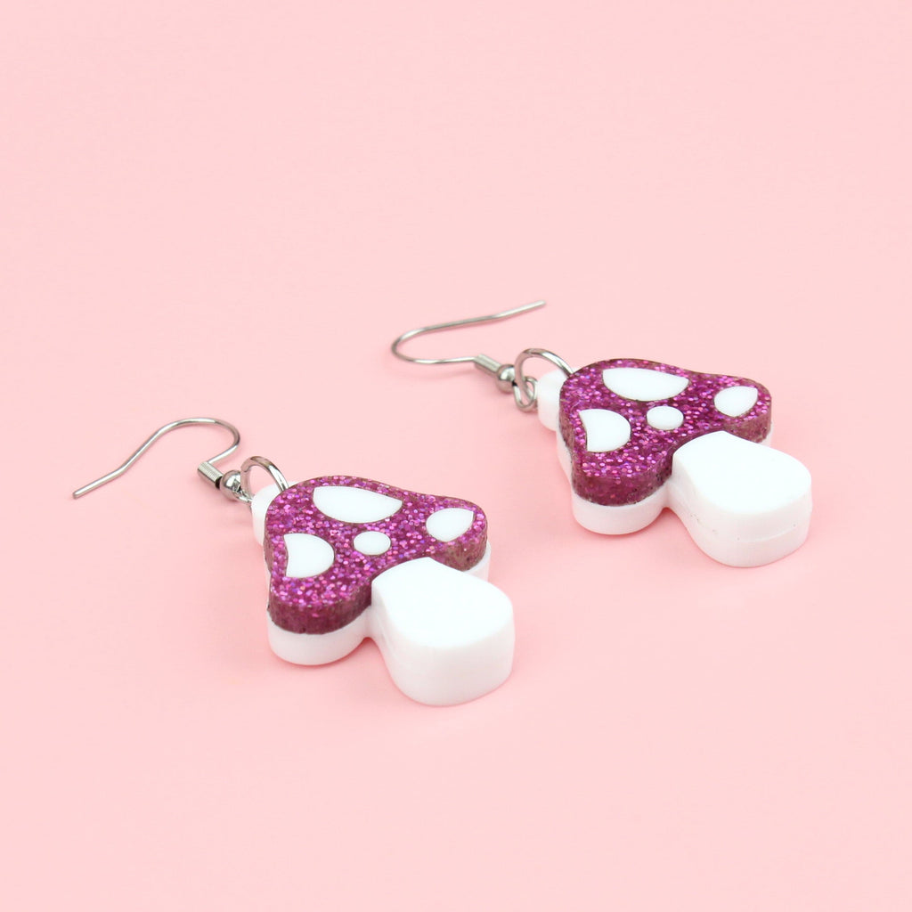 Pink Magic Mushroom Earrings - Sour Cherry