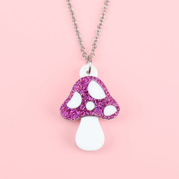 Pink Magic Mushroom Necklace - Sour Cherry