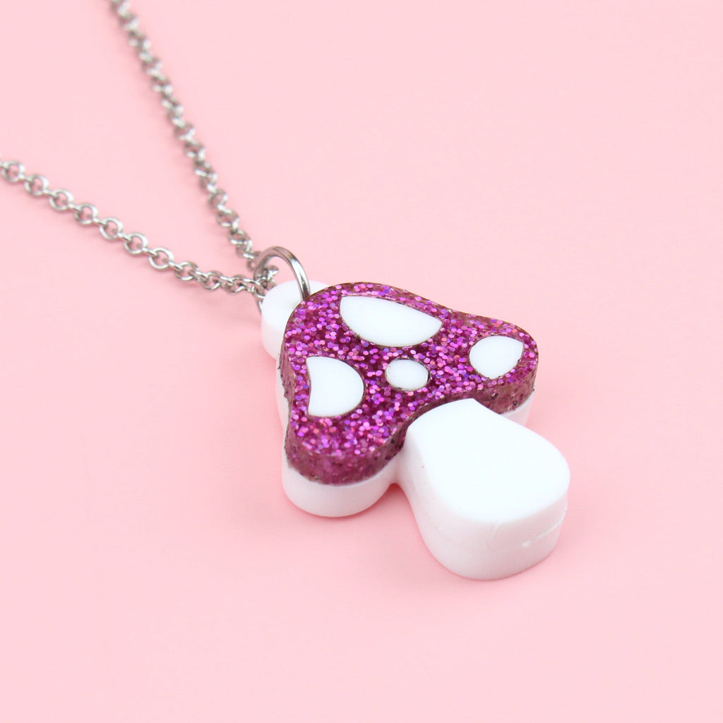 Pink Magic Mushroom Necklace - Sour Cherry