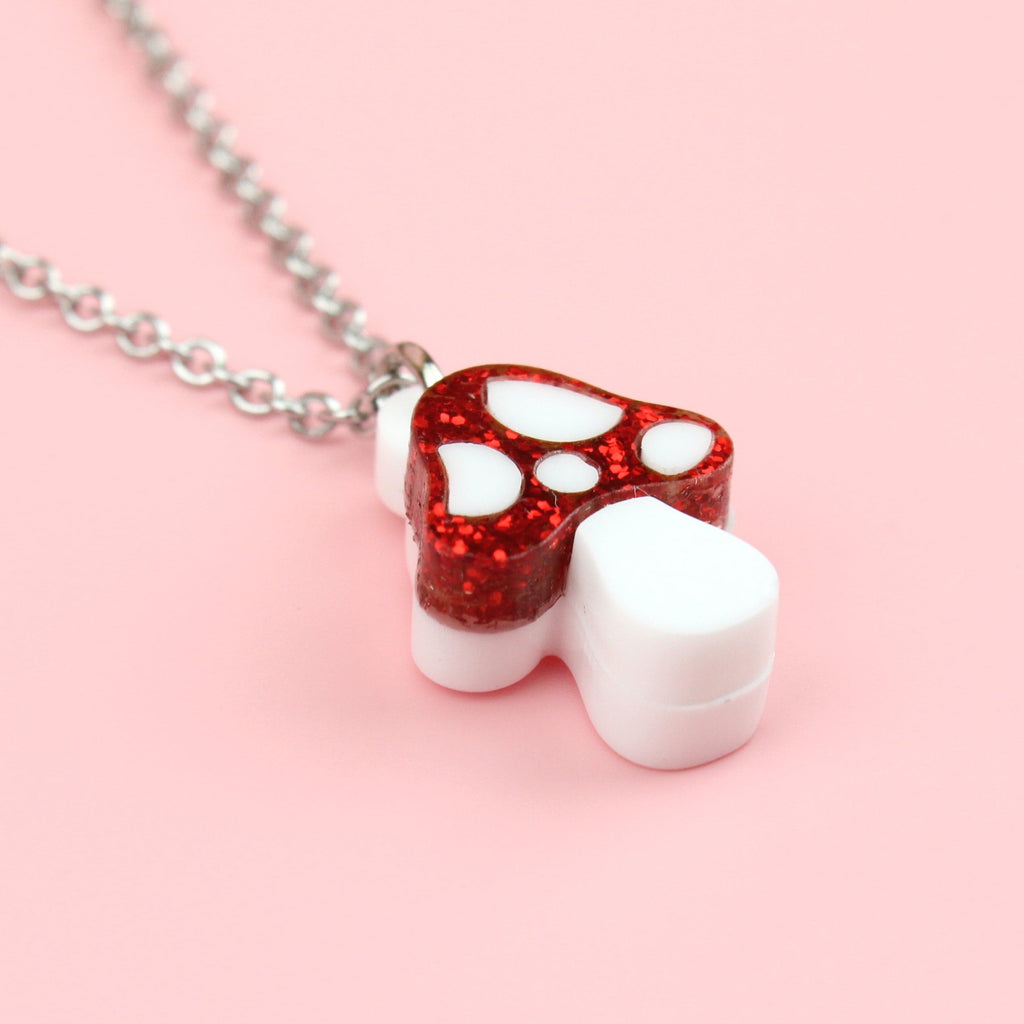Red Mini Magic Mushroom Necklace - Sour Cherry